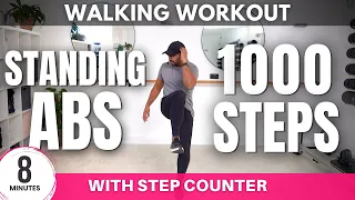 8 Minute Standing Abs | 1000 Steps at Home | Walking Workout