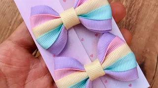 Laço fácil e bonito | Laço gravatinha | PAP lacinho rainbow | DIY ribbon bow | Laço candy colors