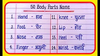 50 Body Parts Name In Hindi and English | Human body parts name | शरीर के अंगों के नाम