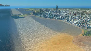 Mega Tsunami destroys Chicago | Cities Skylines Tsunami #113