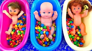 Satisfying Video | Mixing Yummy Candy in 3 Bathtub With Color Grid Balls Cutting ASMR