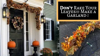 Front door fall decorations. A real leaf garland created for our fall front door decor