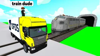 I Drive a Full Load Truck Onto Train Tracks on Roblox