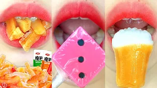 asmr BEER ORANGE CANDY SPICY MALA JELLY DICE STRAWBERRY MILK CANDY LEGO COLOR LAMUNE eating sounds