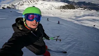 Jacqueline and Alexis skiing black slope M in Courchevel on February 5th 2022