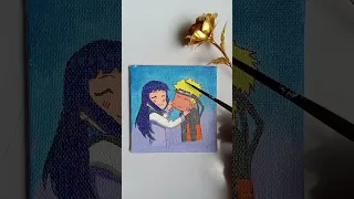 Naruto & hinata cute painting 🤍!! #anime #naruto #hinata #painting #viral #trend #canvas #shorts