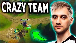 Arteezy with a crazy team trying not to lose 40 MMR...