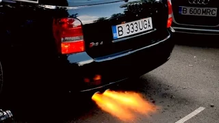 Audi RS4 B5 Launch Control with Big Flames - Insane backfire and amazing sound anti lag