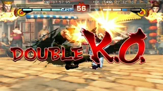 Street Fighter IV Champion Edition "GUILE vs JURI" - HARD Arcade Mode Fight! (Double KO)