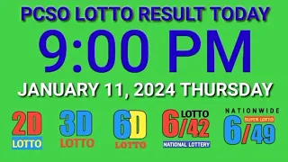 9pm Lotto Result Today January 11, 2024 Thursday ez2 swertres pcso