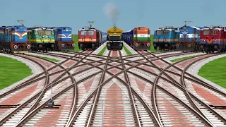 Nine Indian Railways Train Crossing🔸At Curved Railroad Tracks | train sim world 3 railraod crossings