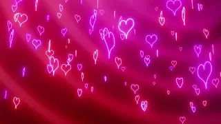 Neon red-purple outlines of hearts fall down on a red-pink background.Free VJ Looped Animation 4K