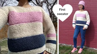 First ever loom knit sweater | Walk through of process | Drop shoulder