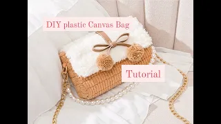 DIY making PLASTIC canvas Crossbody Bag tutorial