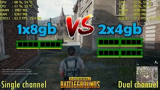 PUBG: DUAL Channel VS SINGLE Channel [8GB] | 1x8gb vs 2x4gb - RAM Test (Side by side)