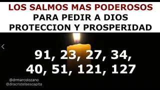 LOS SALMOS MAS PODEROSOS 91,23,27,34,40,51,121,127 ORACION PODEROSA BIBLIA HABLADA AUDIO Y  LETRA