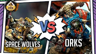 ORKS vs SPACE WOLVES I Battlereport 2000pts I Warhammer 40000