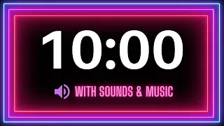 10 Minute Neon Countdown Timer With Sound