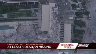 At least one dead, 99 missing in Surfside partial building collapse