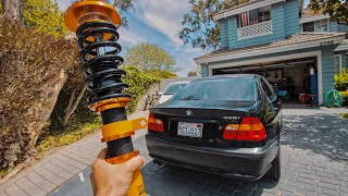 Installing Maxpeedingrods Coilovers on the E46!!