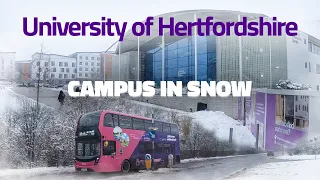 University of Hertfordshire in SNOW! | A College lane campus walkthrough | 4K