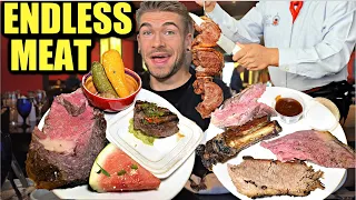 ALL YOU CAN EAT RIBEYE STEAK & FILET MINION FOR $50? | Endless Brazilian BBQ