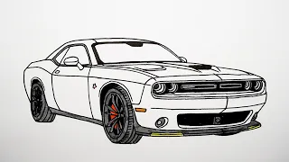 How to draw a car - Dodge Challanger - Step by step#1