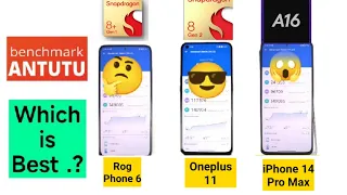 Oneplus 11 vs iPhone 14 Pro Max vs Rog Phone 6 Antutu Test Comparison Shocking Results 😳 💪😱🔥🔥🔥