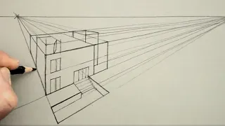 How To Draw a Modern House from above using 2-Point Perspective