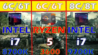 INTEL i7 8700K( HT OFF) vs RYZEN5 3600( SMT OFF) vs INTEL i7 9700K| Gaming Benchmark |