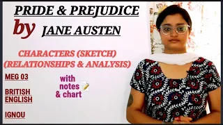 Pride and prejudice characters sketch | relations simplified | chart & notes | meg03 ignou| in hindi