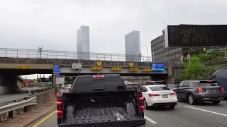 Driving from Fort Lee, New Jersey through George Washington Bridge to Battery Park New Yorck City 4K