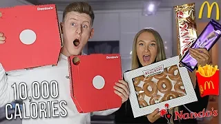 10,000 CALORIE CHALLENGE WITH MY GIRLFRIEND!! *bad idea*