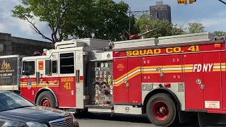 FDNY SQUAD 41 RESPONDING ON EAST 138TH STREET IN THE MOTT HAVEN AREA OF THE BRONX IN NEW YORK CITY.