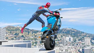 Iron Spiderman Bike Stunts/Fails/Ragdolls - GTA 5 Spider-man mod (Euphoria Ragdolls)