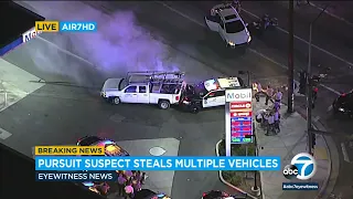 Stolen truck catches fire at gas station after deputies shoot into vehicle following wild chase