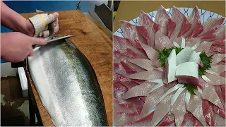 Massive Amberjack Sashimi Dish | Japanese Sushi & Sashimi Making Skills