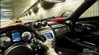 [PSVR2] Ambilight in raining night city - cockpit view in Pagani Huayra in Gran Turismo 7 VR Mode