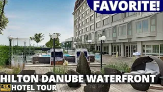 HILTON DANUBE WATERFRONT Vienna, Austria 🇦🇹 【4K Hotel Tour and Honest Review】VIENNA LUXURY HOTEL