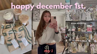 december 1st vlog ☃️ starbucks holiday drinks, christmas shopping & more | vlogmas day 1!