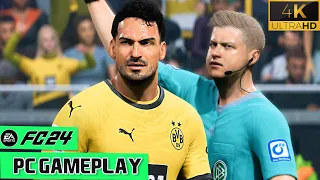 EAFC 24 PC Gameplay • Borussia Dortmund vs Bayern Munich • New Rain Physics • 4K • Realism Sliders