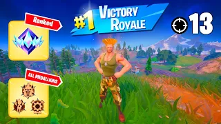 High Elimination Solo Win Gameplay | ALL MEDALLIONS | Fortnite Chapter 5 Season 3 Zero Builds