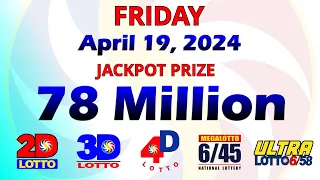 April 19, 2024 - FRIDAY PCSO Lotto Daily Result
