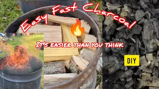 😎EASY FAST CHARCOAL MAKING🔥#charcoal #homemade #homestead #homesteading #whatareuduing #biochar