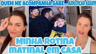 Andressa Suita fala um pouco da rotina matinal na fazenda com as crianças "Amo ficar assim!"