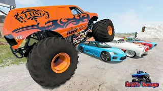 MONSTER TRUCK CRASHES #2 - Crushing Cars, Jumps, Fails | BeamNG Drive