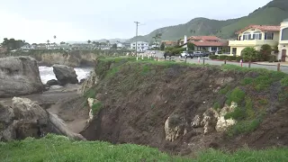 Cliffs near Shell Beach damaged due to high waves and wind