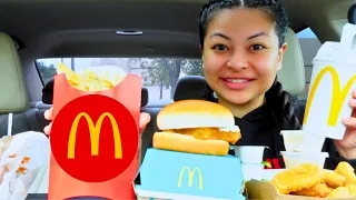 MCDONALDS MUKBANG!! (NEW Strawberry Shortcake McFlurry, Filet-O-Fish, McNuggets, McDouble)