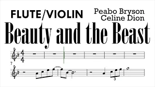 Beauty and the Beast Duet Flute Violin Sheet Music Backing Track Play Along Partitura