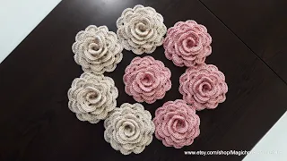 Роза крючком из тонкого хлопка. Цветы крючком. Вязаный декор. Rose crochet flower #MagichookCrochet